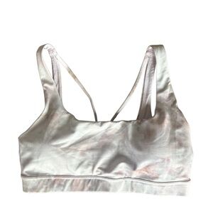 Athleta Exhale Printed Bra Rosario Pink Snowdye Women’s SMALL